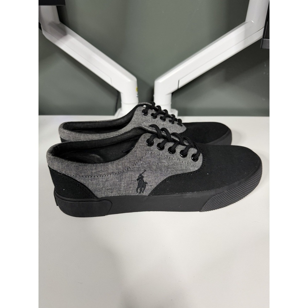 Polo Ralph Lauren Forestmont Saddle Shoes Mens Size 8D Black Gray